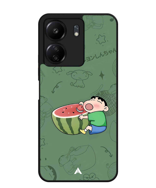 Melon Shinchan Metal Back Cover Phone Case for Poco C65