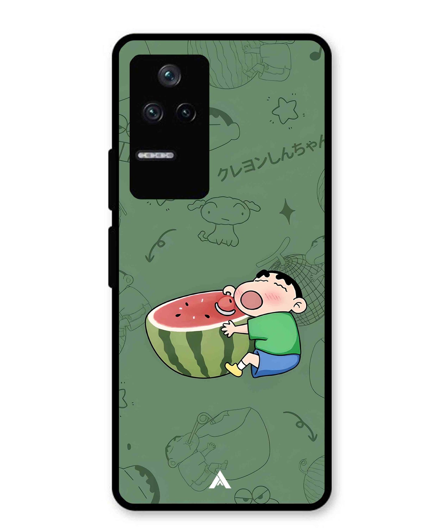 Melon Shinchan Metal Back Cover Phone Case for Poco F4