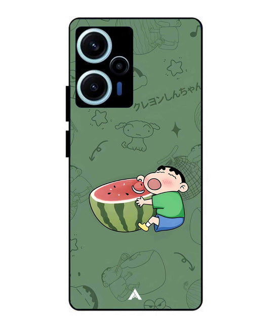 Melon Shinchan Metal Back Cover Phone Case for Poco F5