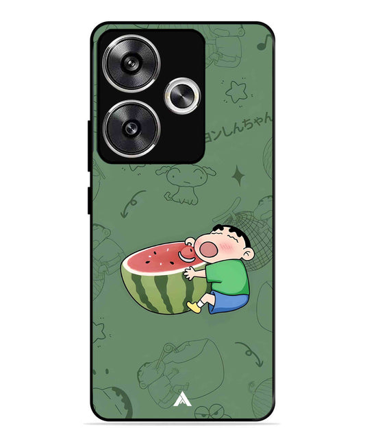 Melon Shinchan Metal Back Cover Phone Case for Poco F6