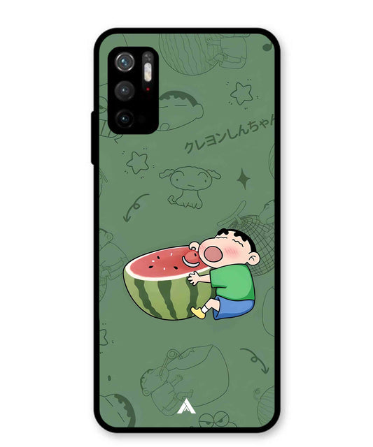 Melon Shinchan Metal Back Cover Phone Case for Poco M3 Pro