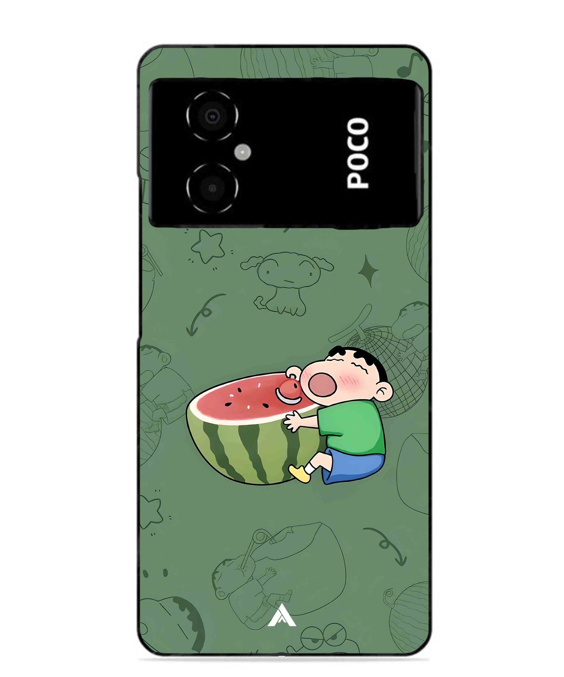 Melon Shinchan Metal Back Cover Phone Case for Poco M4 5G