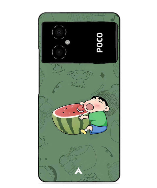 Melon Shinchan Metal Back Cover Phone Case for Poco M4 5G
