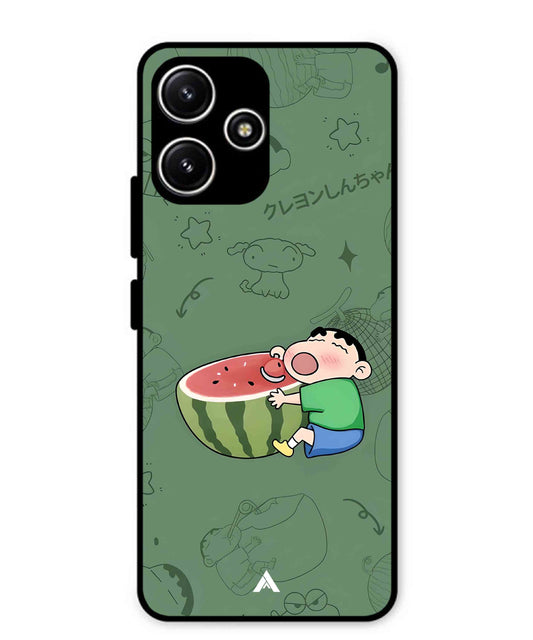 Melon Shinchan Metal Back Cover Phone Case for Poco M6 Pro