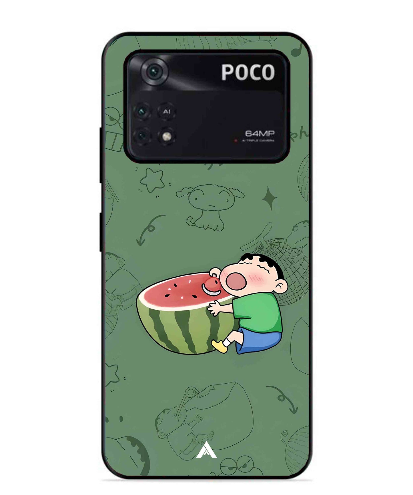 Melon Shinchan Metal Back Cover Phone Case for Poco X4 Pro