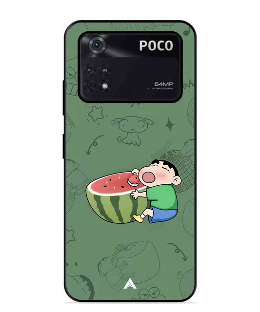Melon Shinchan Metal Back Cover Phone Case for Poco X4 Pro