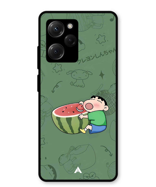 Melon Shinchan Metal Back Cover Phone Case for Poco X5 Pro