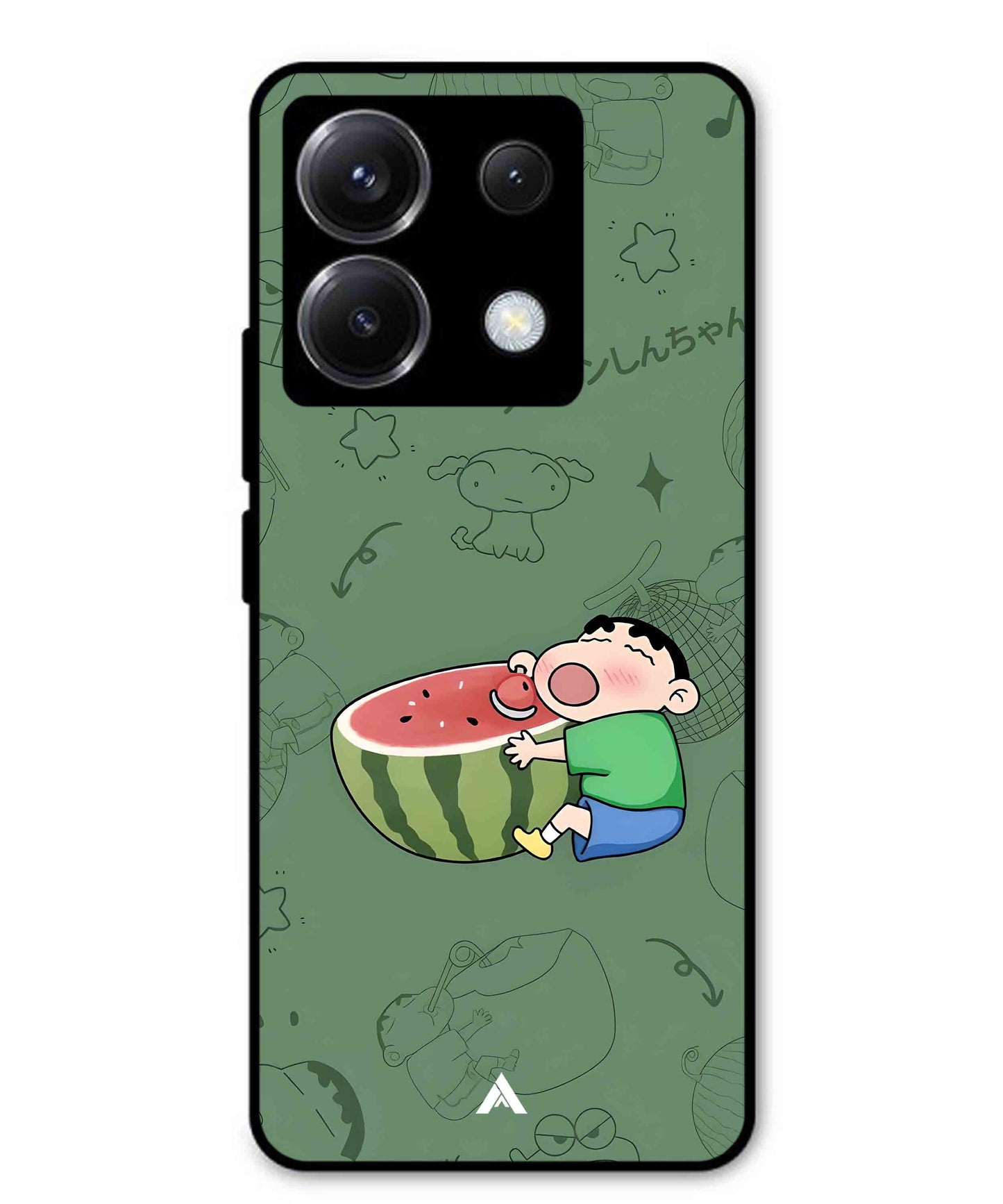 Melon Shinchan Metal Back Cover Phone Case for Poco X6