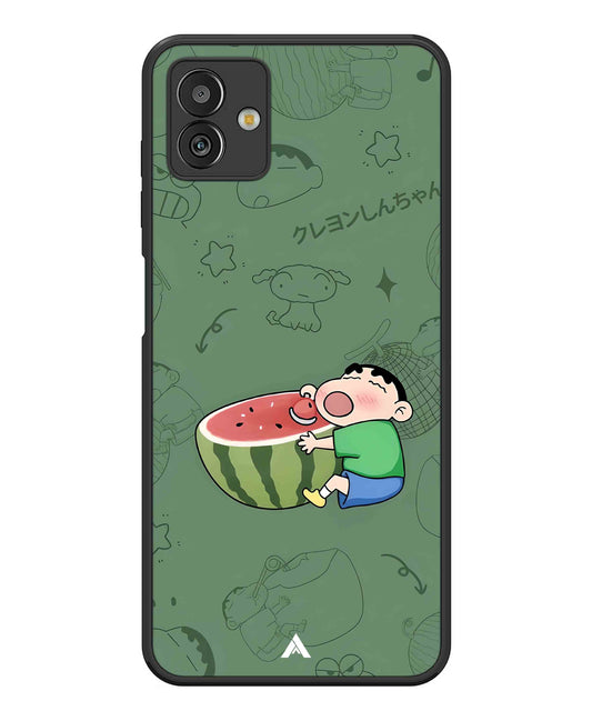 Melon Shinchan Metal Back Cover Phone Case for Samsugn Galaxy M13 5G