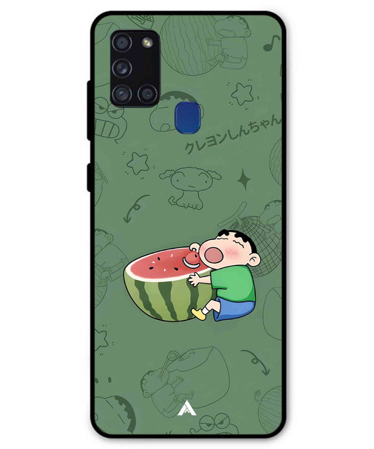 Melon Shinchan Metal Back Cover Phone Case for Samsung Galaxy A21s