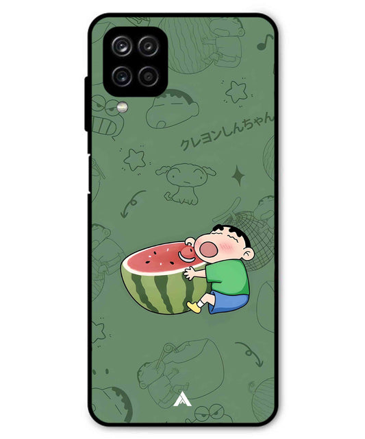 Melon Shinchan Metal Back Cover Phone Case for Samsung Galaxy A22 4G