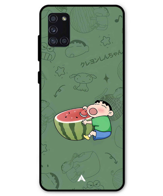 Melon Shinchan Metal Back Cover Phone Case for Samsung Galaxy A31