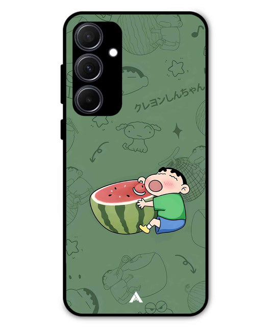 Melon Shinchan Metal Back Cover Phone Case for Samsung Galaxy A35