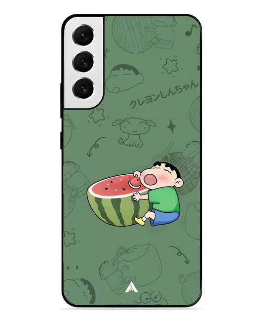 Melon Shinchan Metal Back Cover Phone Case for Samsung Galaxy S22