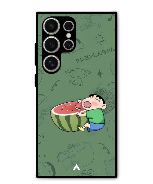 Melon Shinchan Metal Back Cover Phone Case for Samsung Galaxy S24 Ultra