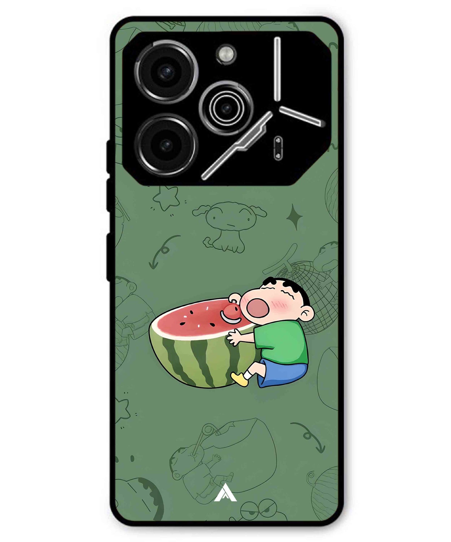Melon Shinchan Metal Back Cover Phone Case for Tecno Pova 6 Pro