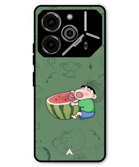 Melon Shinchan Metal Back Cover Phone Case for Tecno Pova 6 Pro