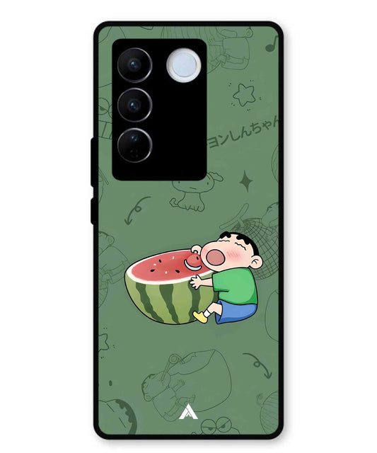 Melon Shinchan Metal Back Cover Phone Case for Vivo v27e