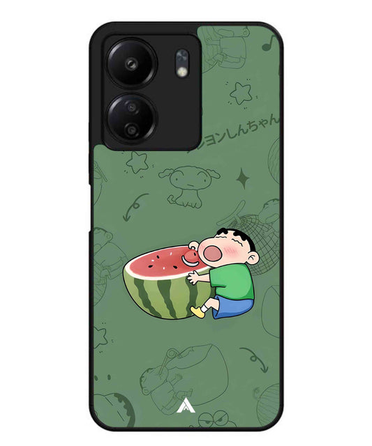 Melon Shinchan Metal Back Cover Phone Case for Xiaomi Redmi 13C 4G