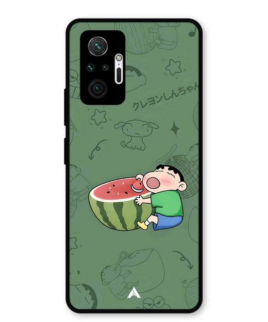 Melon Shinchan Metal Back Cover Phone Case for Xiaomi Redmi Note 10 Pro Plus