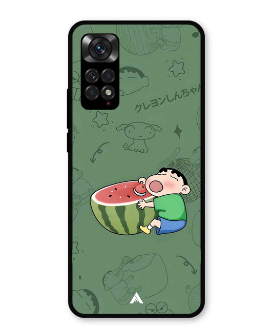 Melon Shinchan Metal Back Cover Phone Case for Xiaomi Redmi Note 11