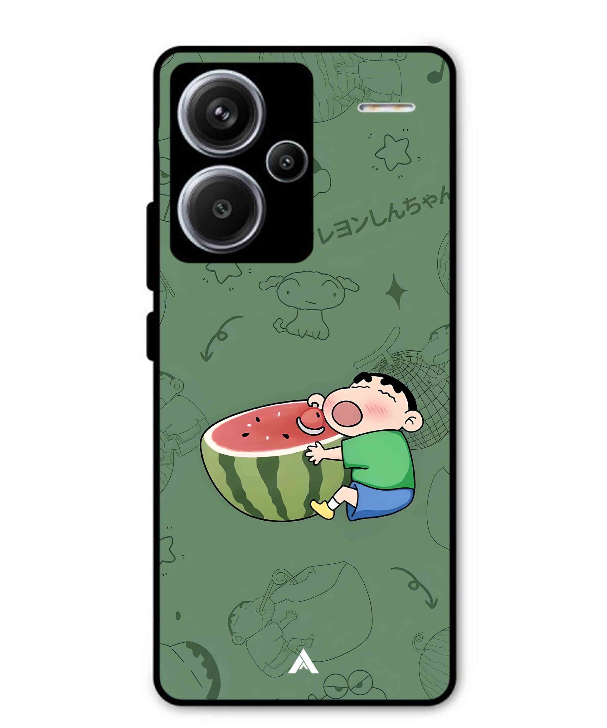 Melon Shinchan Metal Back Cover Phone Case for Xiaomi Redmi Note 13 Pro Plus