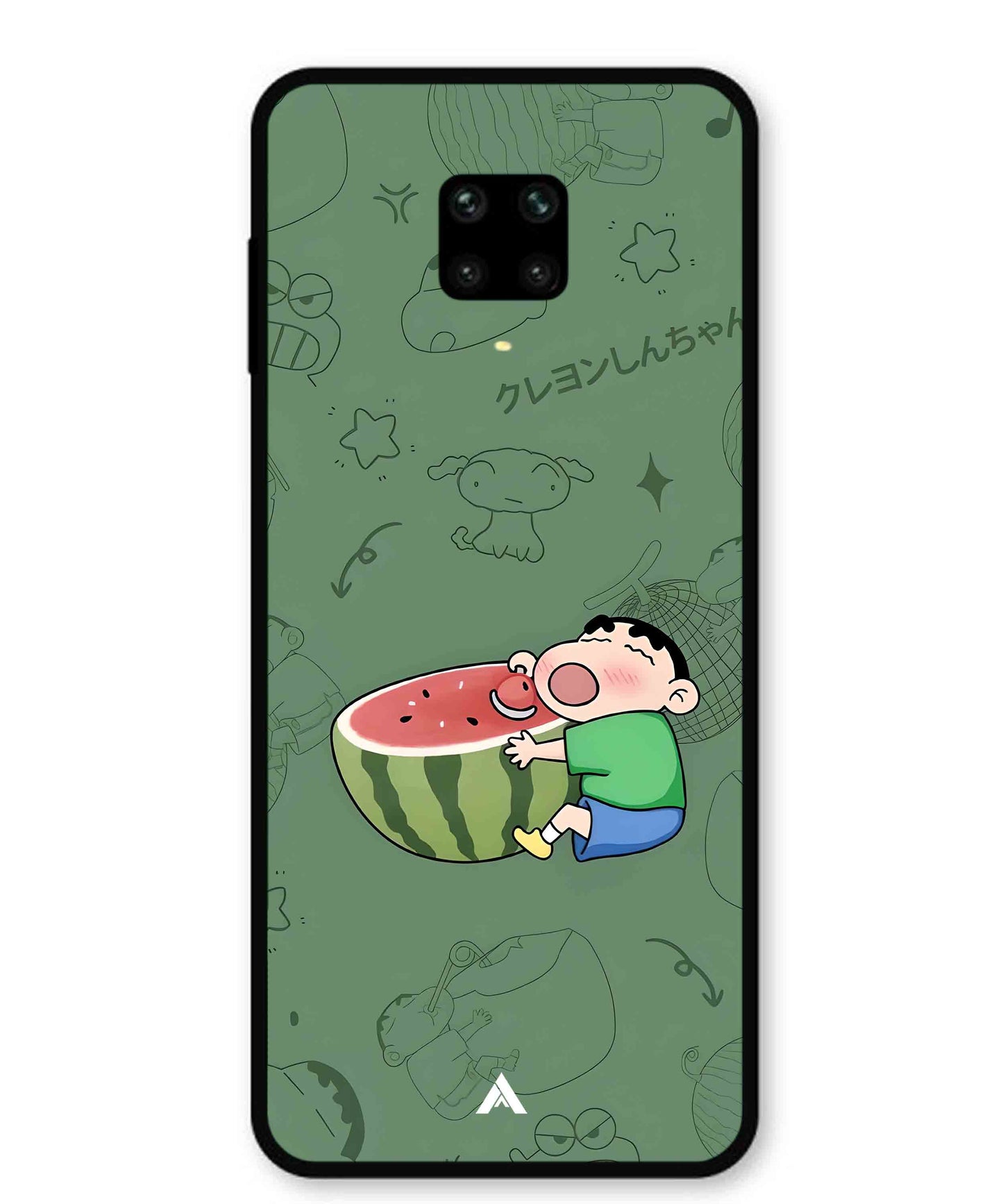 Melon Shinchan Metal Back Cover Phone Case for Xiaomi Redmi Note 9 Pro