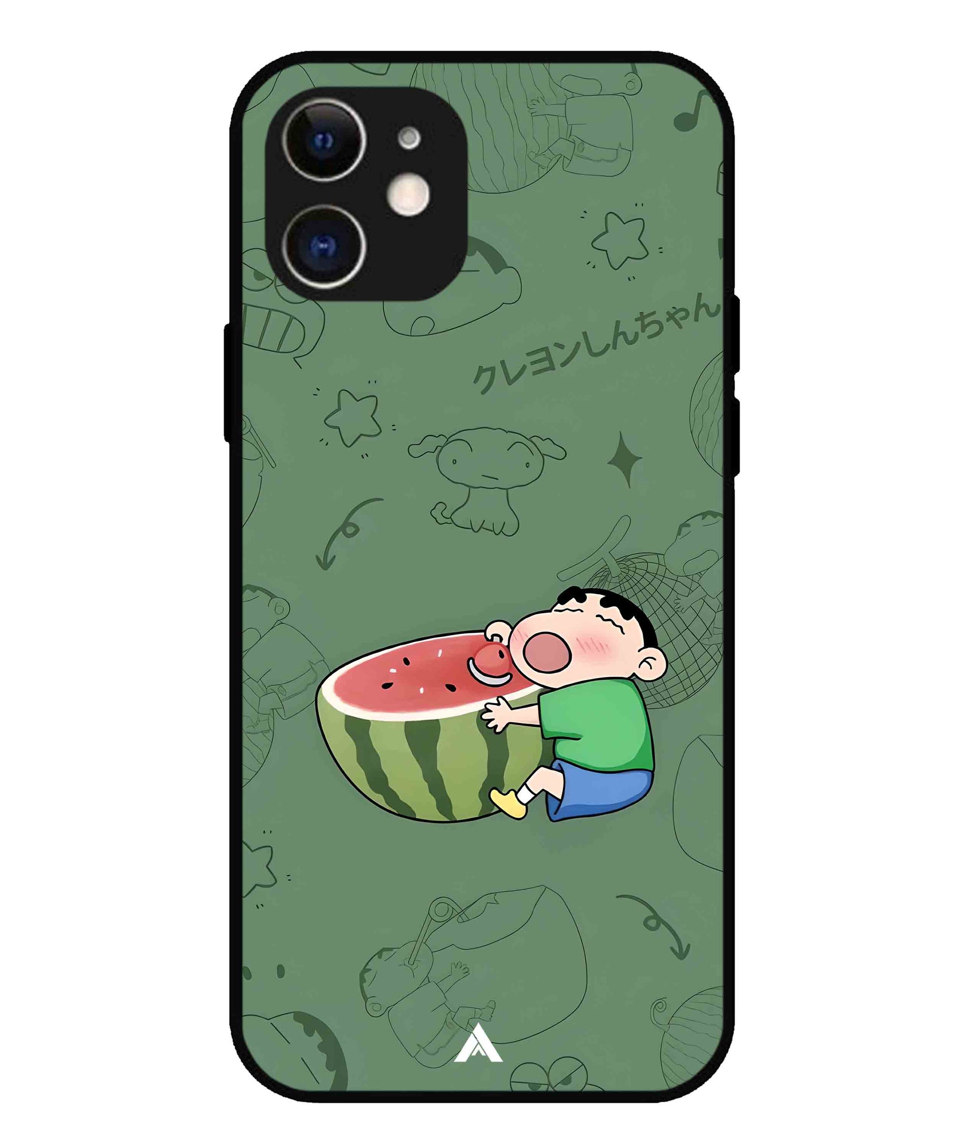 Melon Shinchan Metal Back Cover Phone Case for iPhone 12