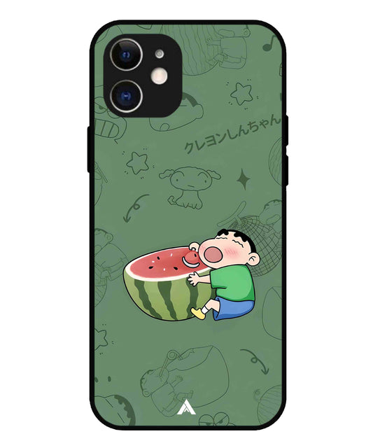 Melon Shinchan Metal Back Cover Phone Case for iPhone 12