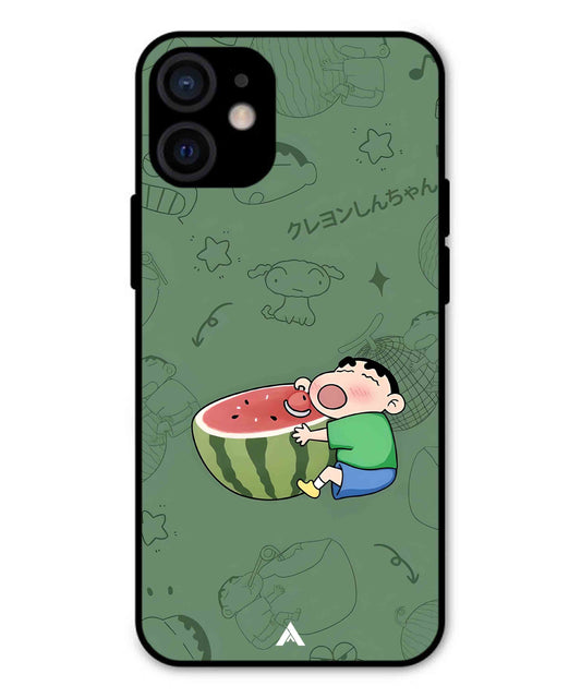 Melon Shinchan Metal Back Cover Phone Case for iPhone 12 Mini