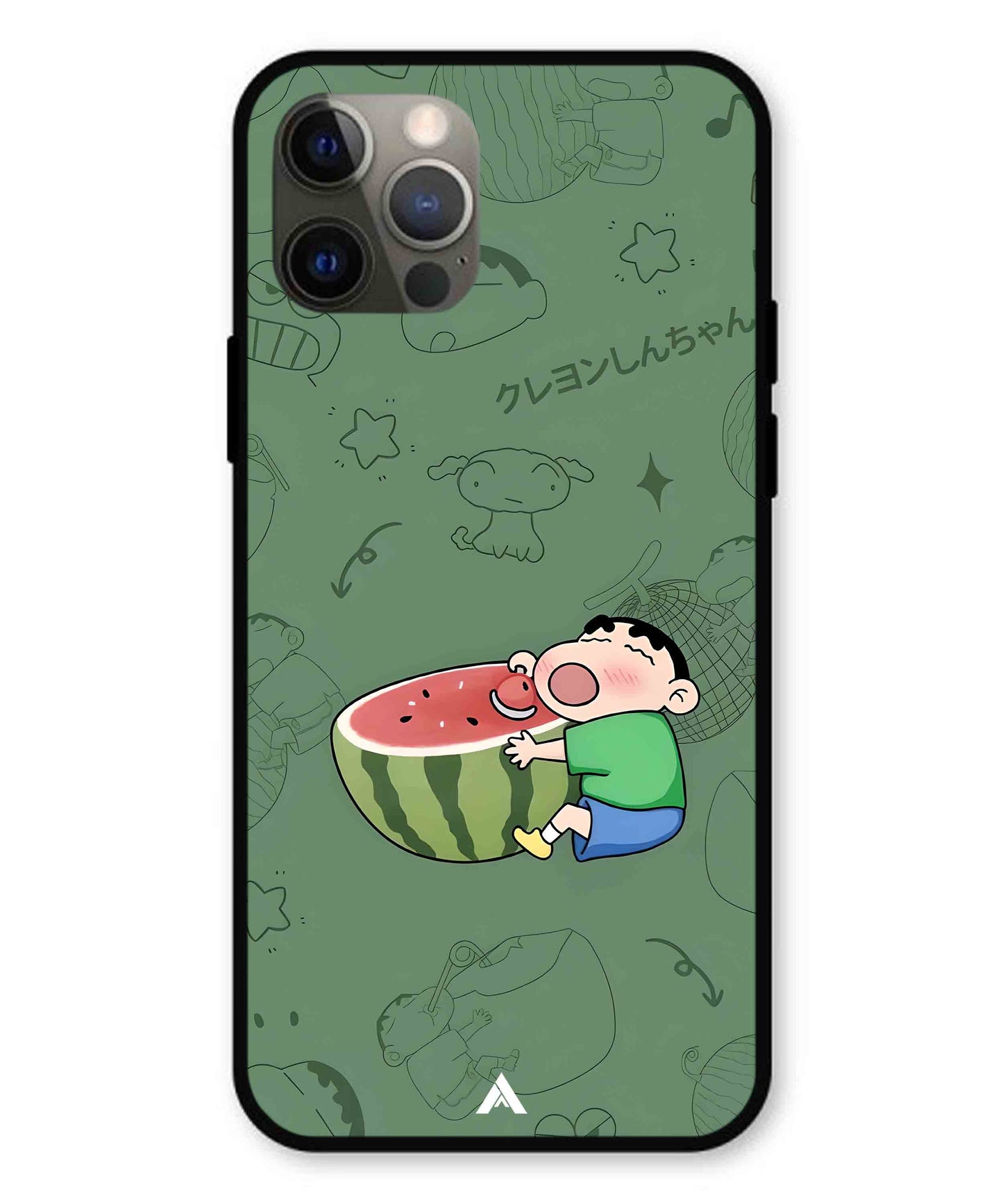 Melon Shinchan Metal Back Cover Phone Case for iPhone 12 Pro