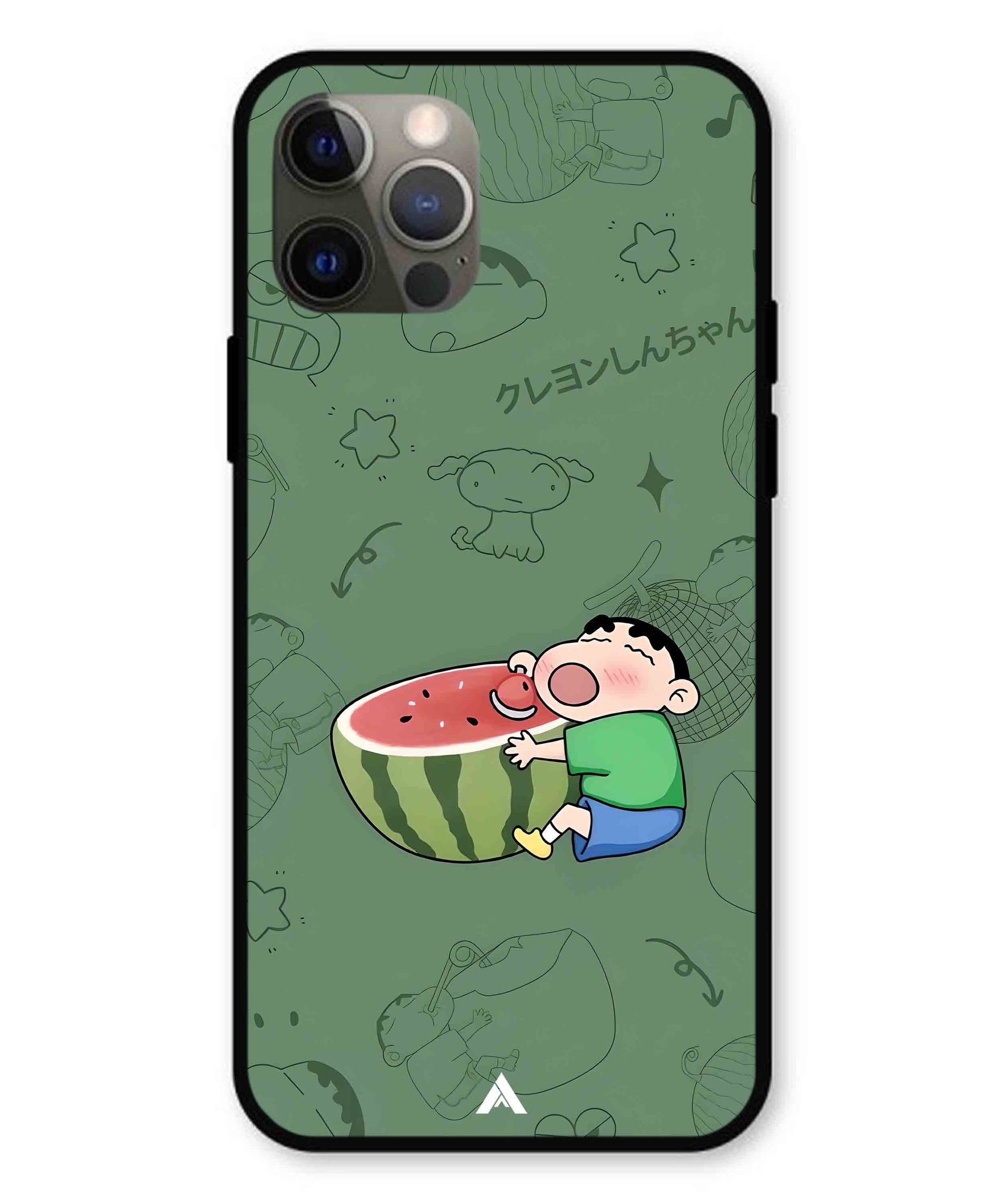 Melon Shinchan Metal Back Cover Phone Case for iPhone 12 Pro