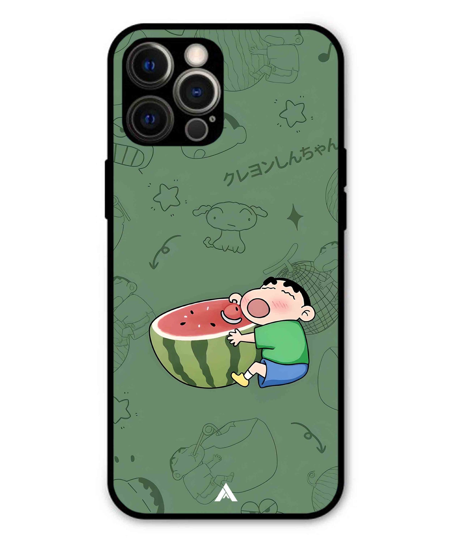 Melon Shinchan Metal Back Cover Phone Case for iPhone 12 Pro Max