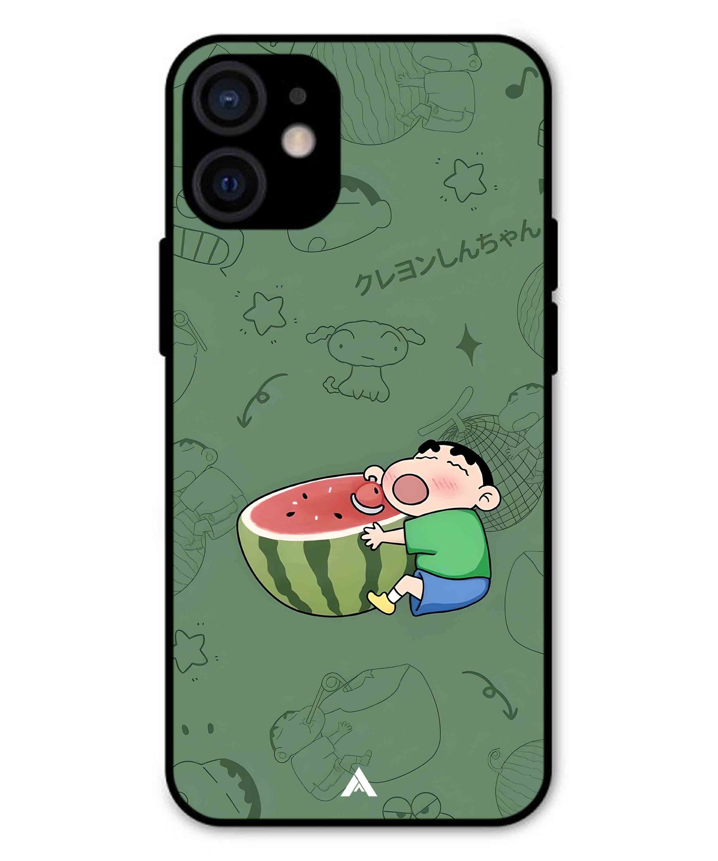 Melon Shinchan Metal Back Cover Phone Case for iPhone 13 Mini
