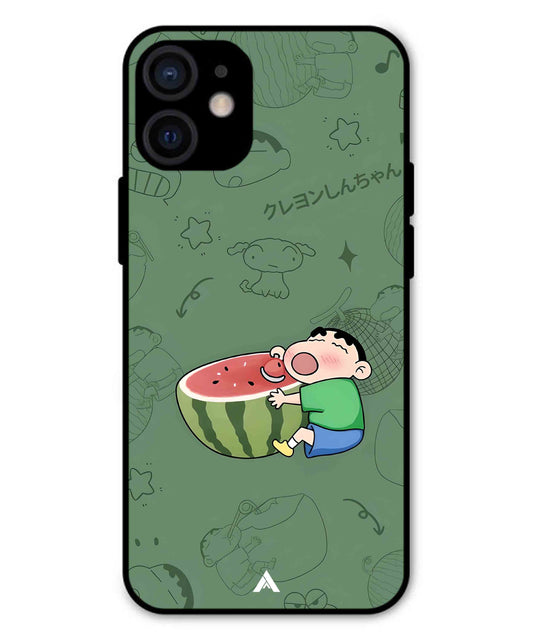 Melon Shinchan Metal Back Cover Phone Case for iPhone 13 Mini