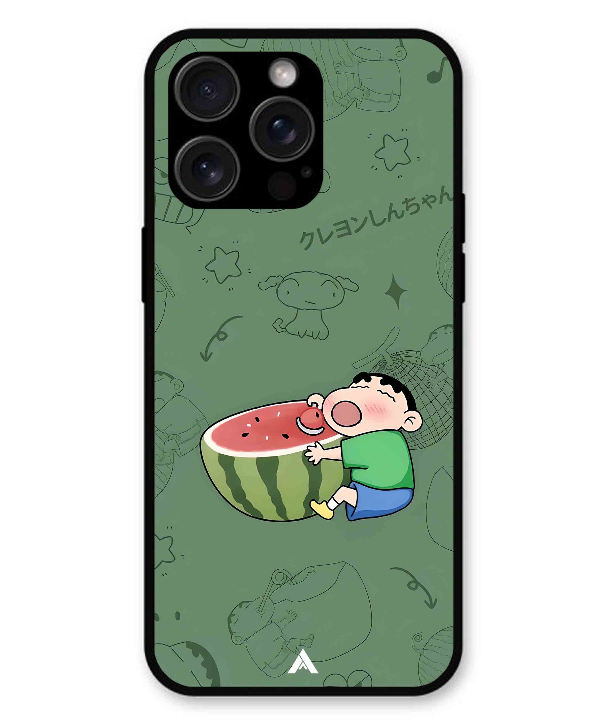 Melon Shinchan Metal Back Cover Phone Case for iPhone 13 Pro Max