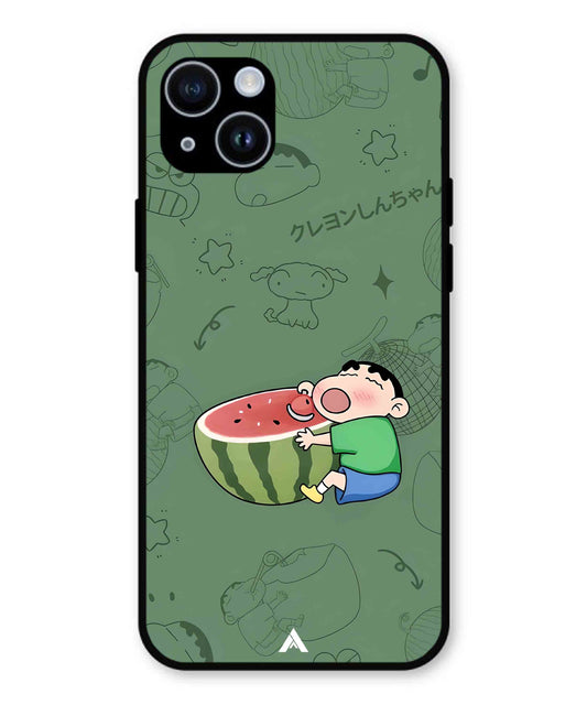 Melon Shinchan Metal Back Cover Phone Case for iPhone 14