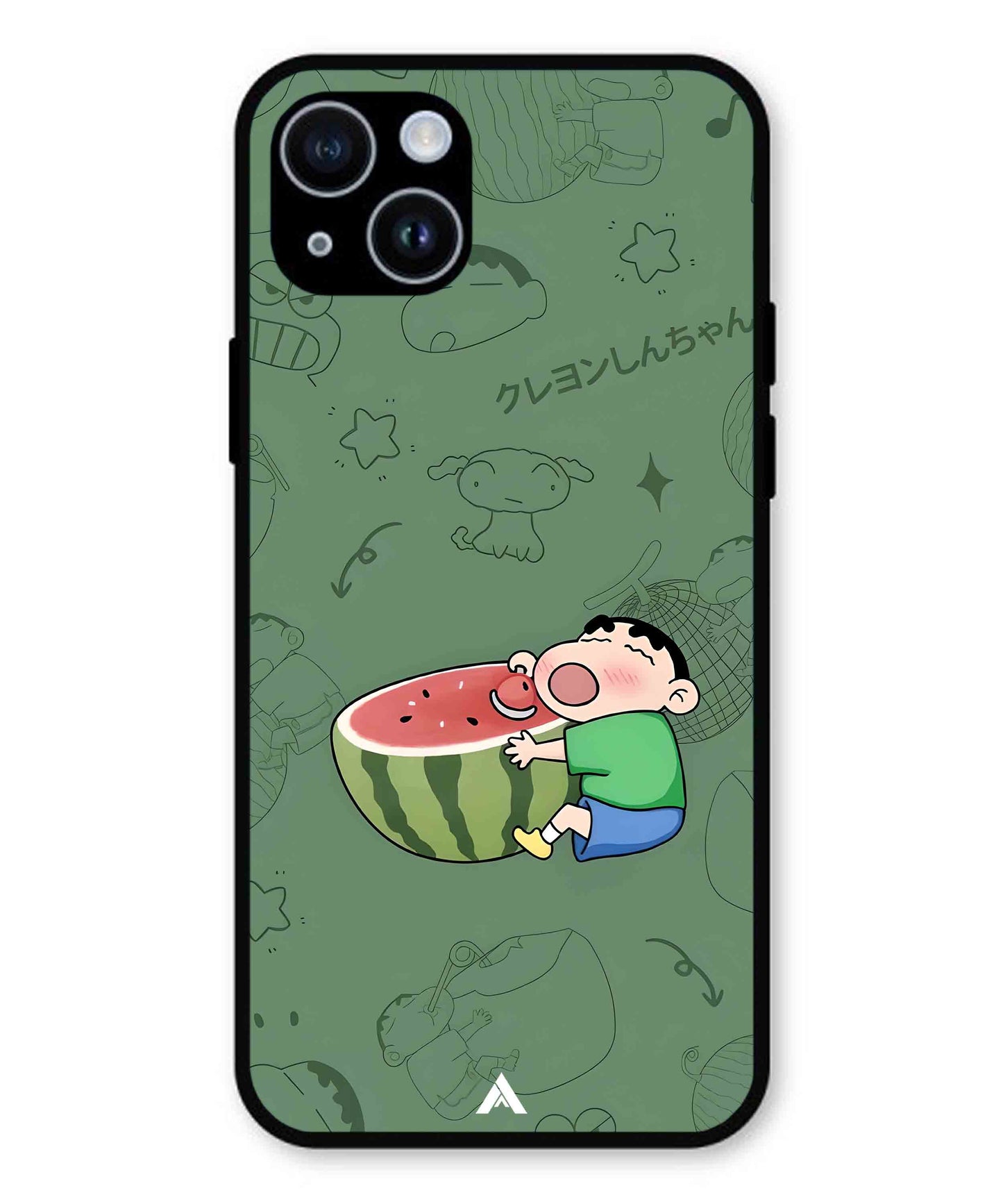 Melon Shinchan Metal Back Cover Phone Case for iPhone 14 Plus