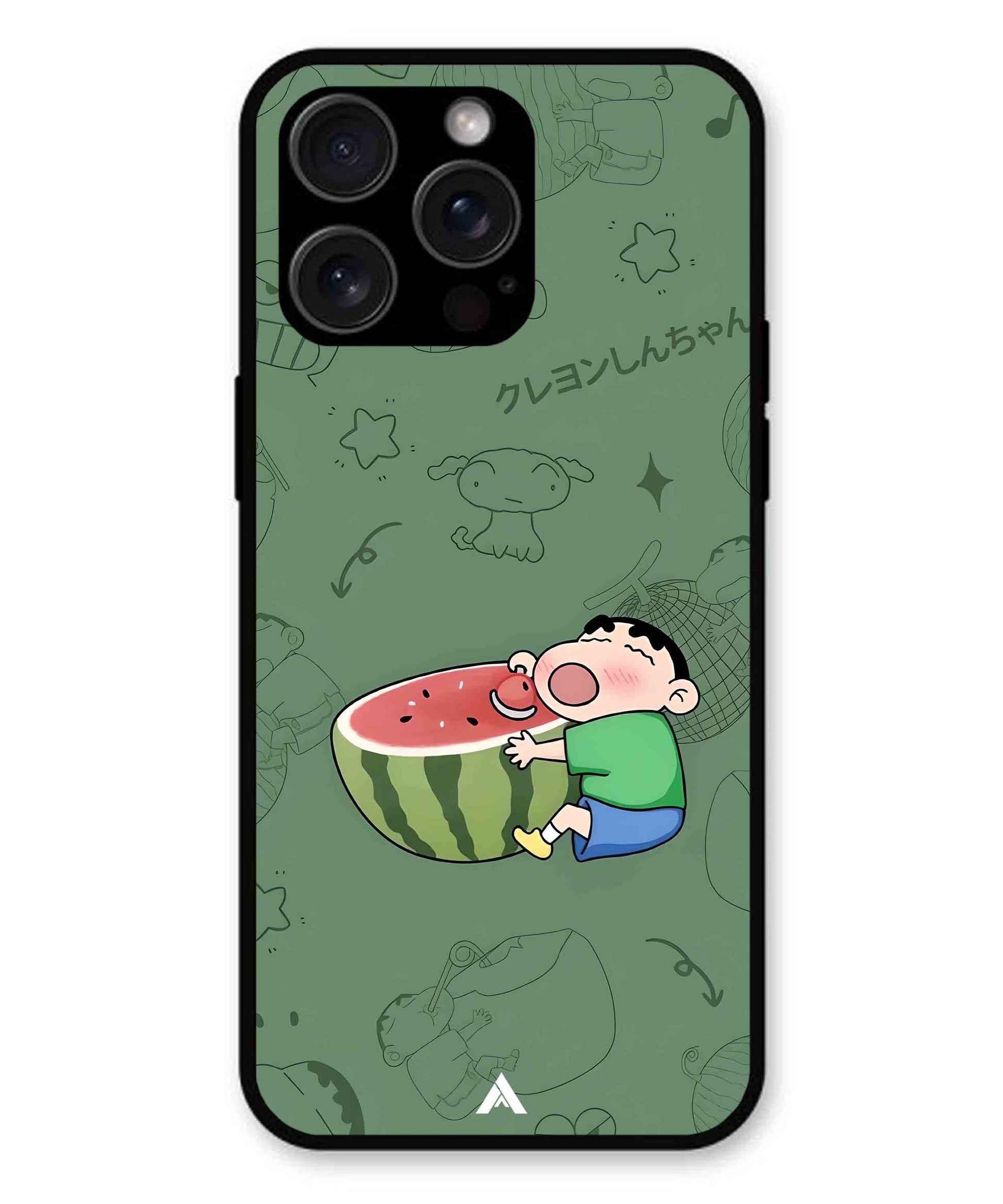 Melon Shinchan Metal Back Cover Phone Case for iPhone 14 Pro Max