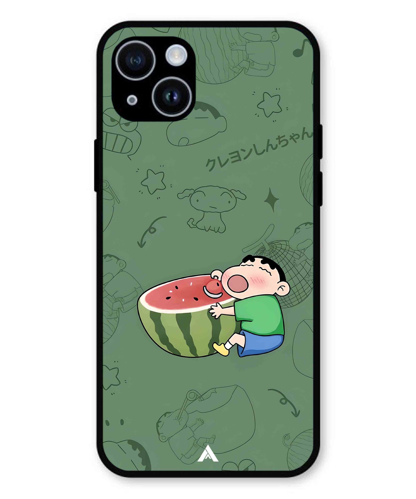 Melon Shinchan Metal Back Cover Phone Case for iPhone 15 Plus