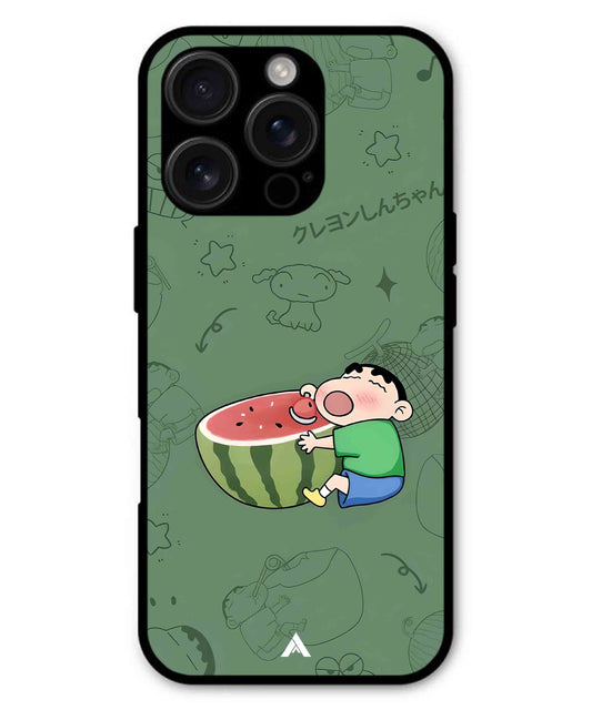 Melon Shinchan Metal Back Cover Phone Case for iPhone 16 Pro