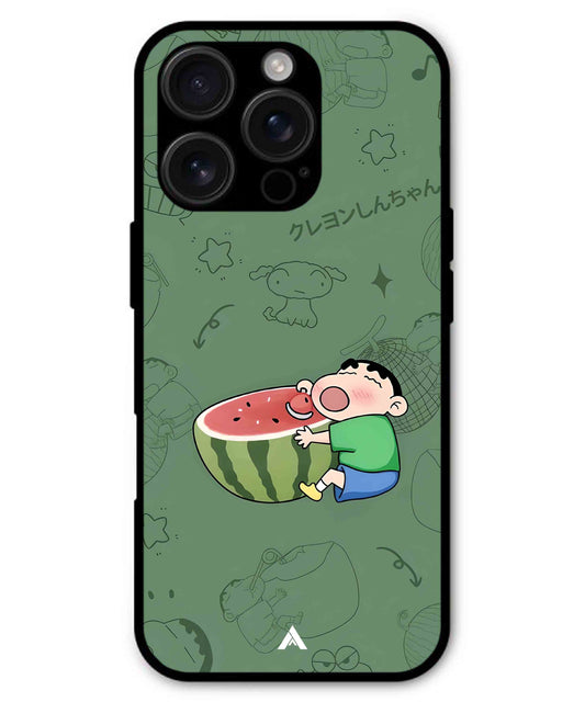 Melon Shinchan Metal Back Cover Phone Case for iPhone 16 ProMax