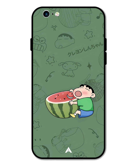 Melon Shinchan Metal Back Cover Phone Case for iPhone 6 Plus