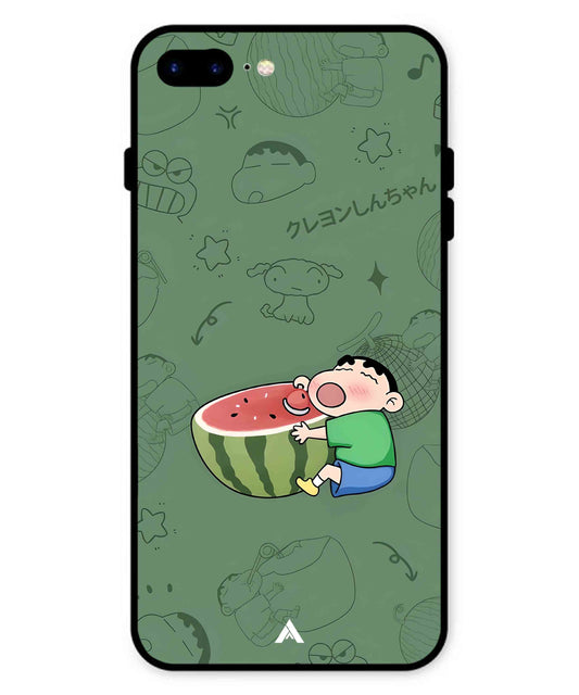 Melon Shinchan Metal Back Cover Phone Case for iPhone 8 Plus
