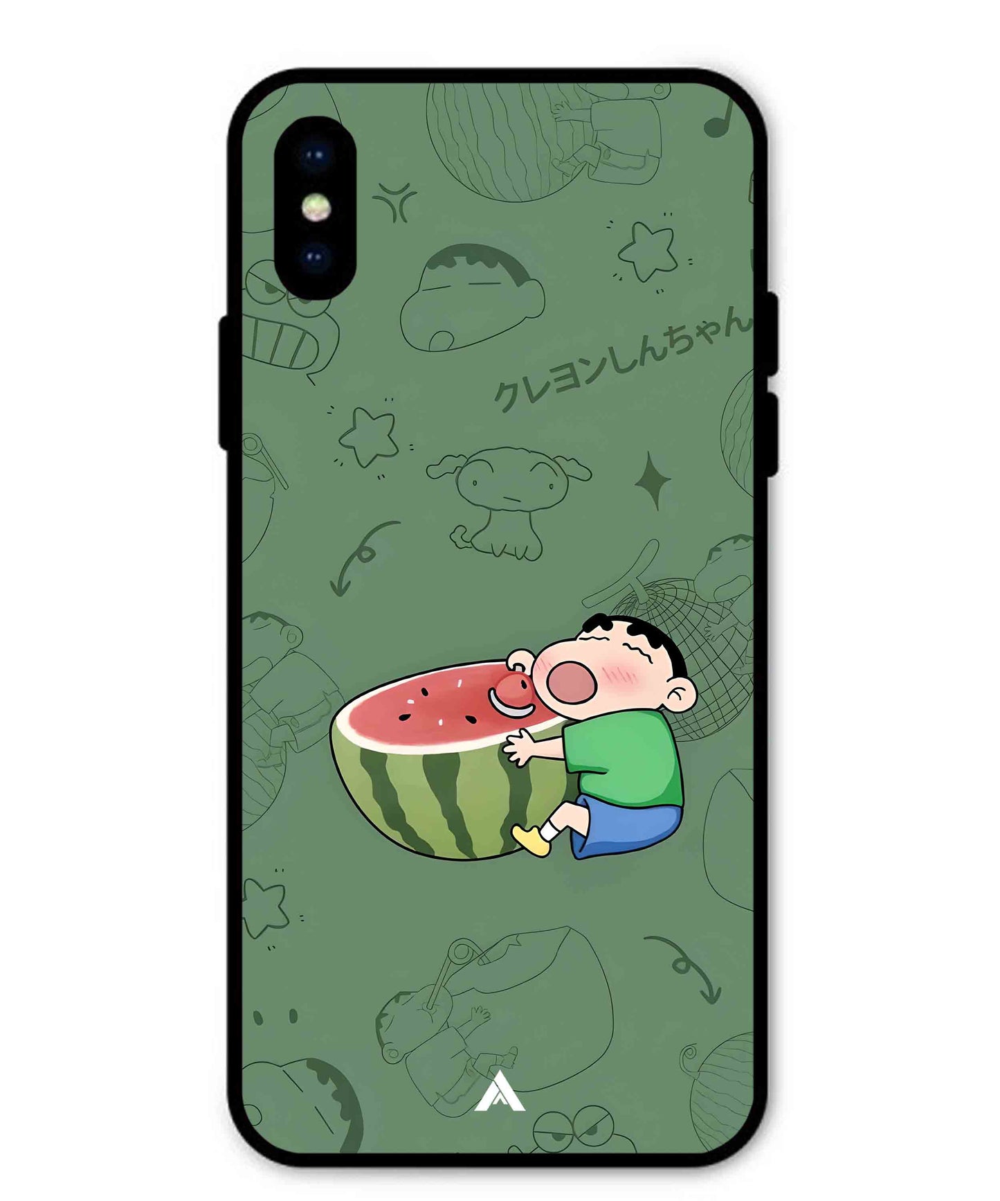 Melon Shinchan Metal Back Cover Phone Case for iPhone X