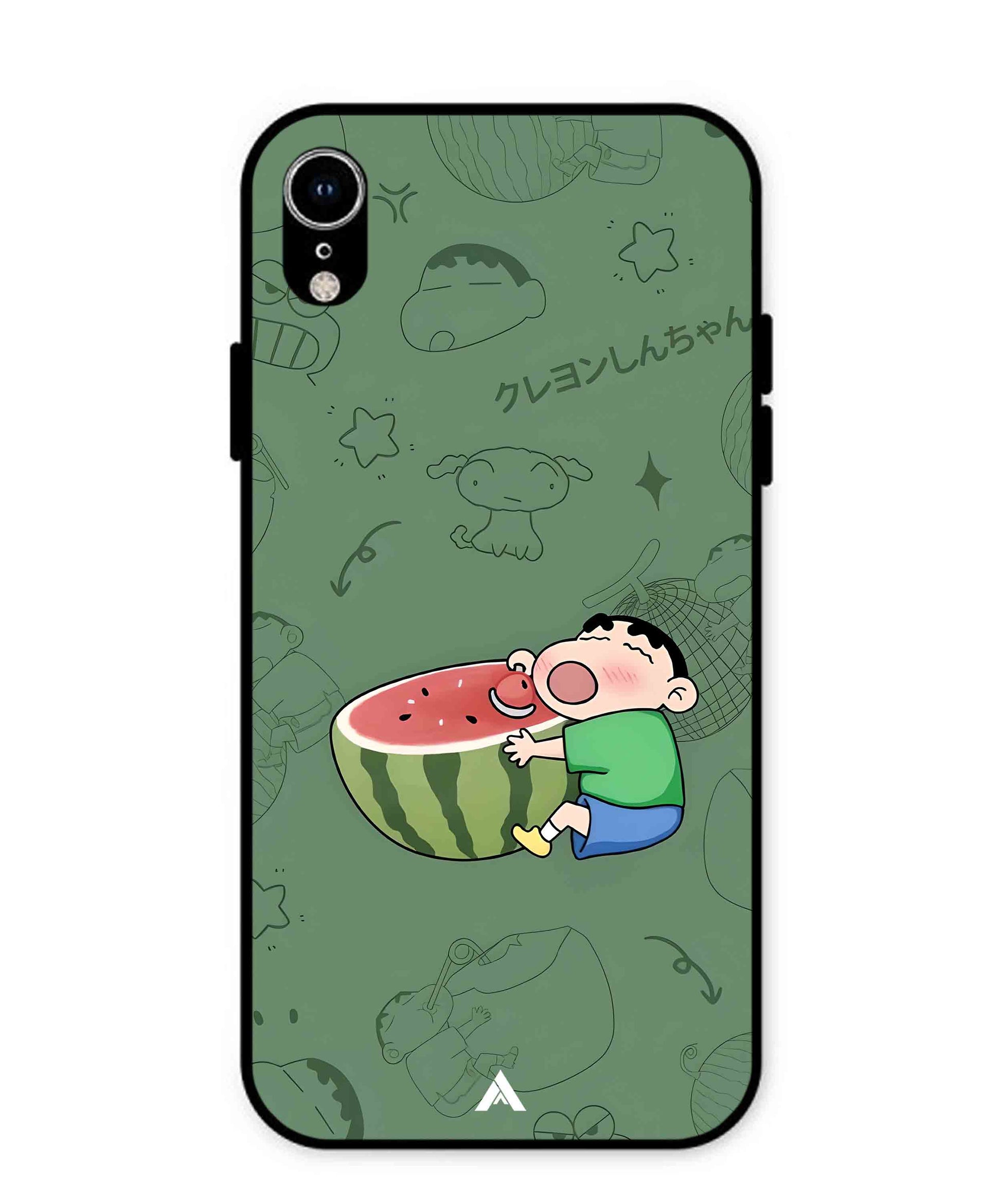 Melon Shinchan Metal Back Cover Phone Case for iPhone Xr