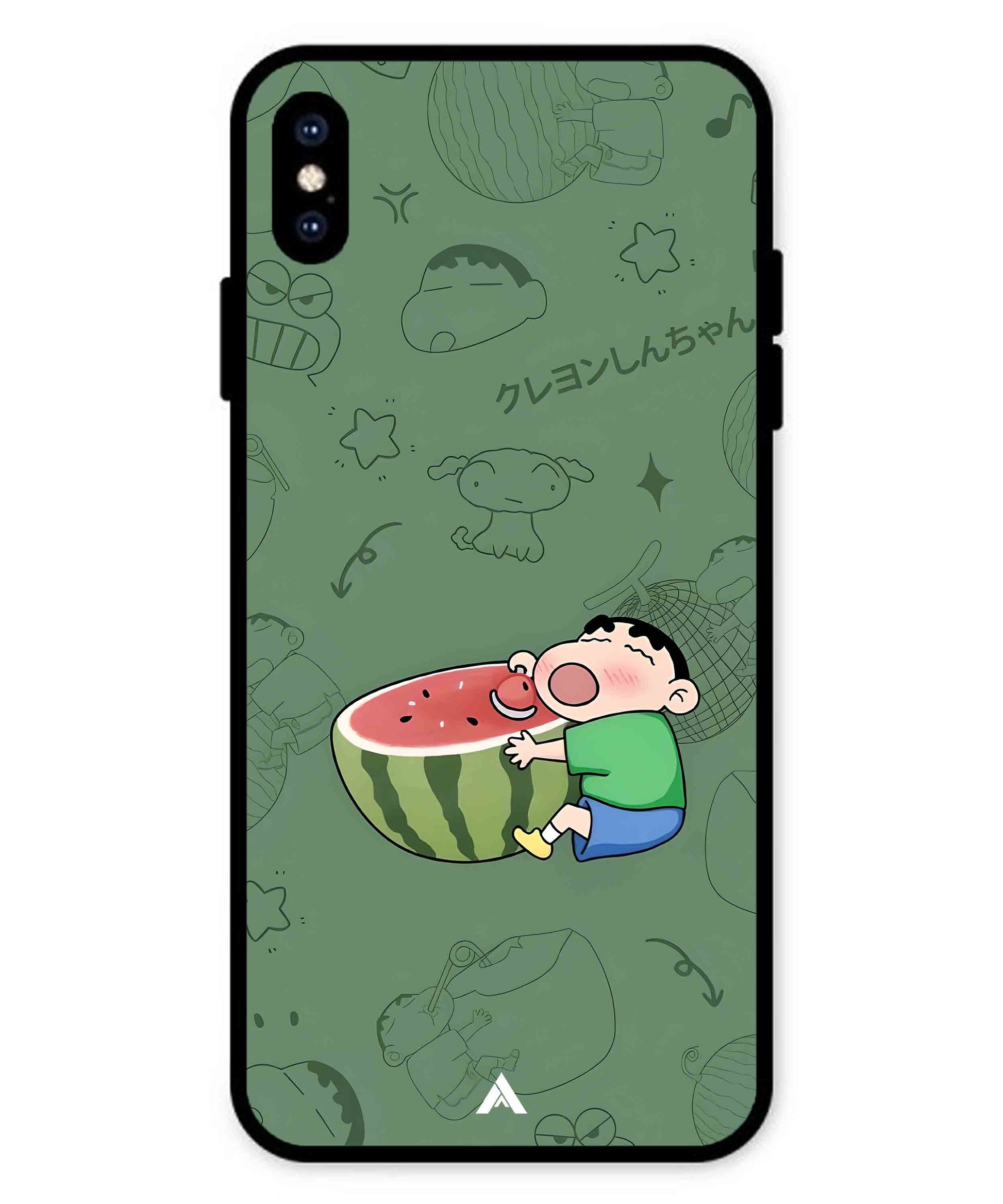 Melon Shinchan Metal Back Cover Phone Case for iPhone Xs Max