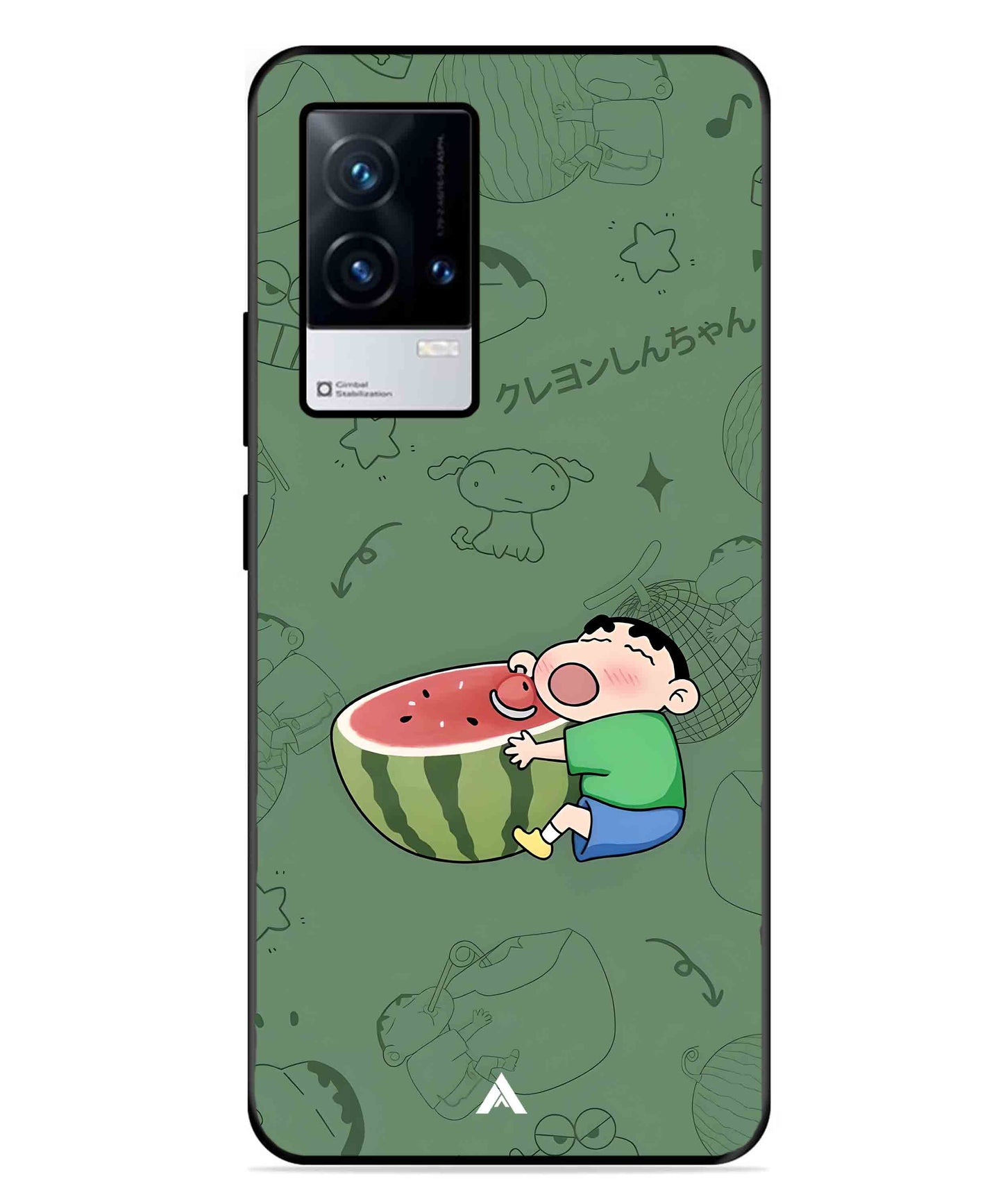 Melon Shinchan Metal Back Cover Phone Case for iQOO 8