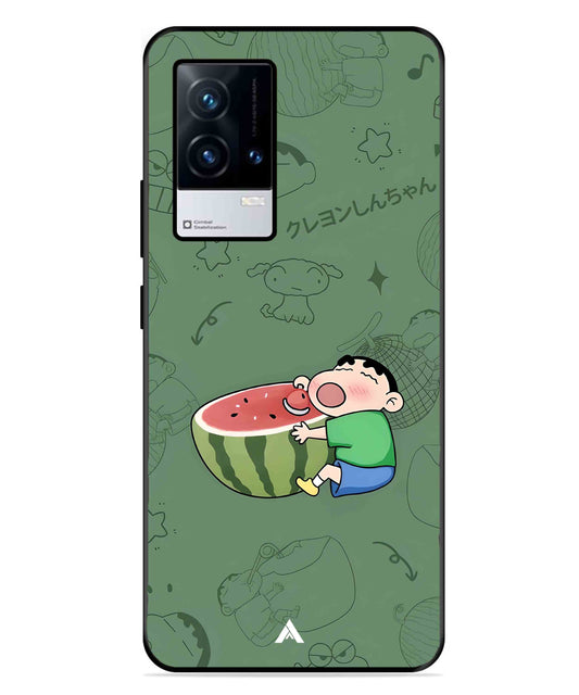 Melon Shinchan Metal Back Cover Phone Case for iQOO 8