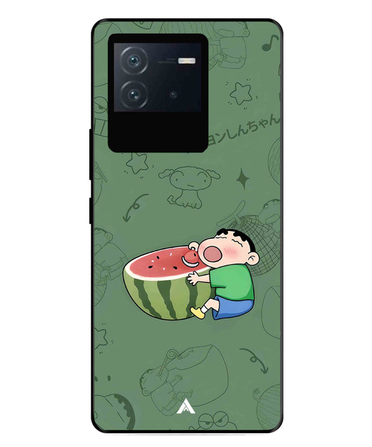 Melon Shinchan Metal Back Cover Phone Case for iQOO Neo 6
